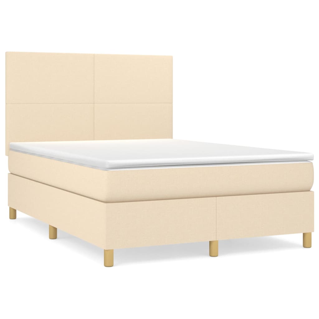 Sommier à lattes de lit avec matelas Crème 140x190 cm Tissu - XIOS