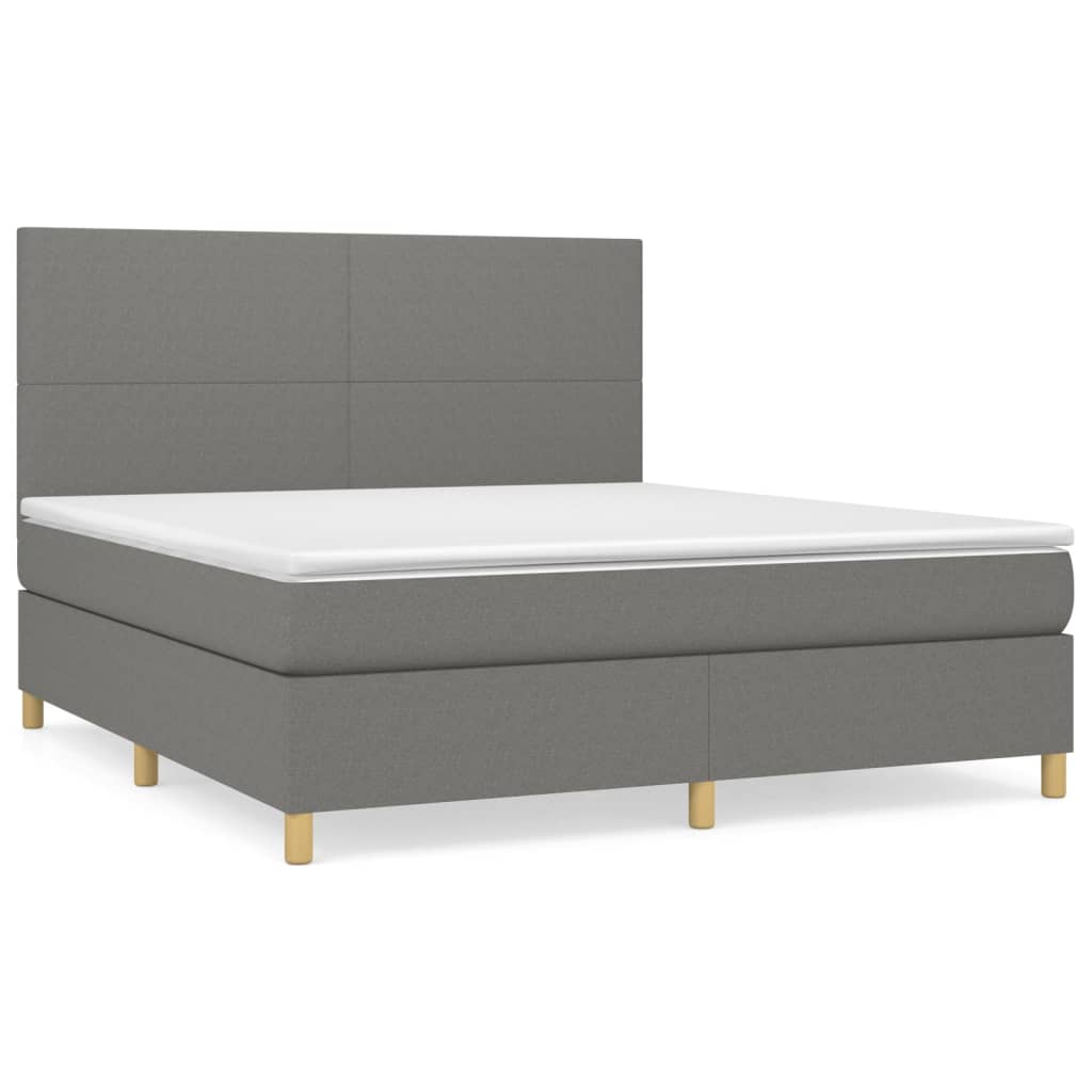 Sommier à lattes de lit avec matelas Gris foncé 160x200cm Tissu - XIOS