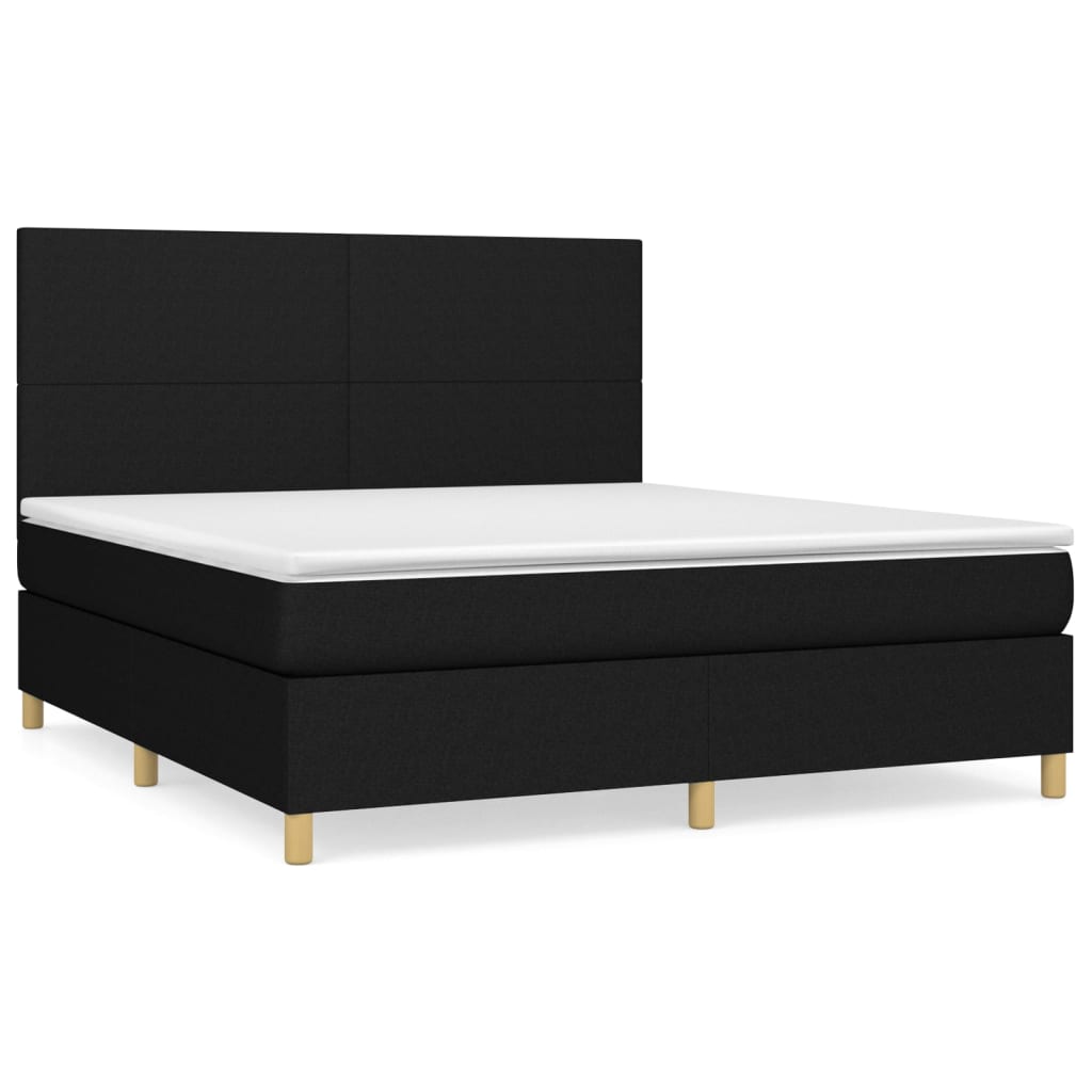 Sommier à lattes de lit avec matelas Noir 160x200 cm Tissu - XIOS