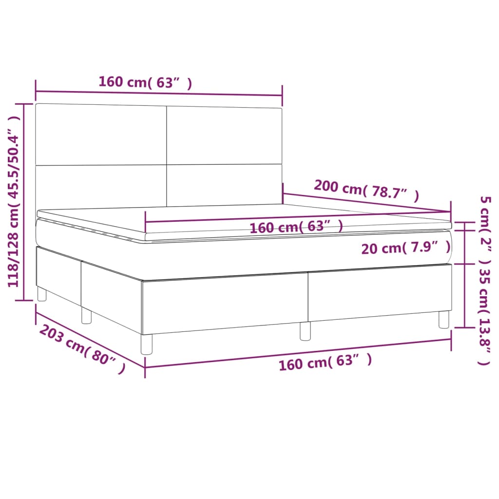 Sommier à lattes de lit avec matelas Taupe 160x200 cm Tissu - XIOS