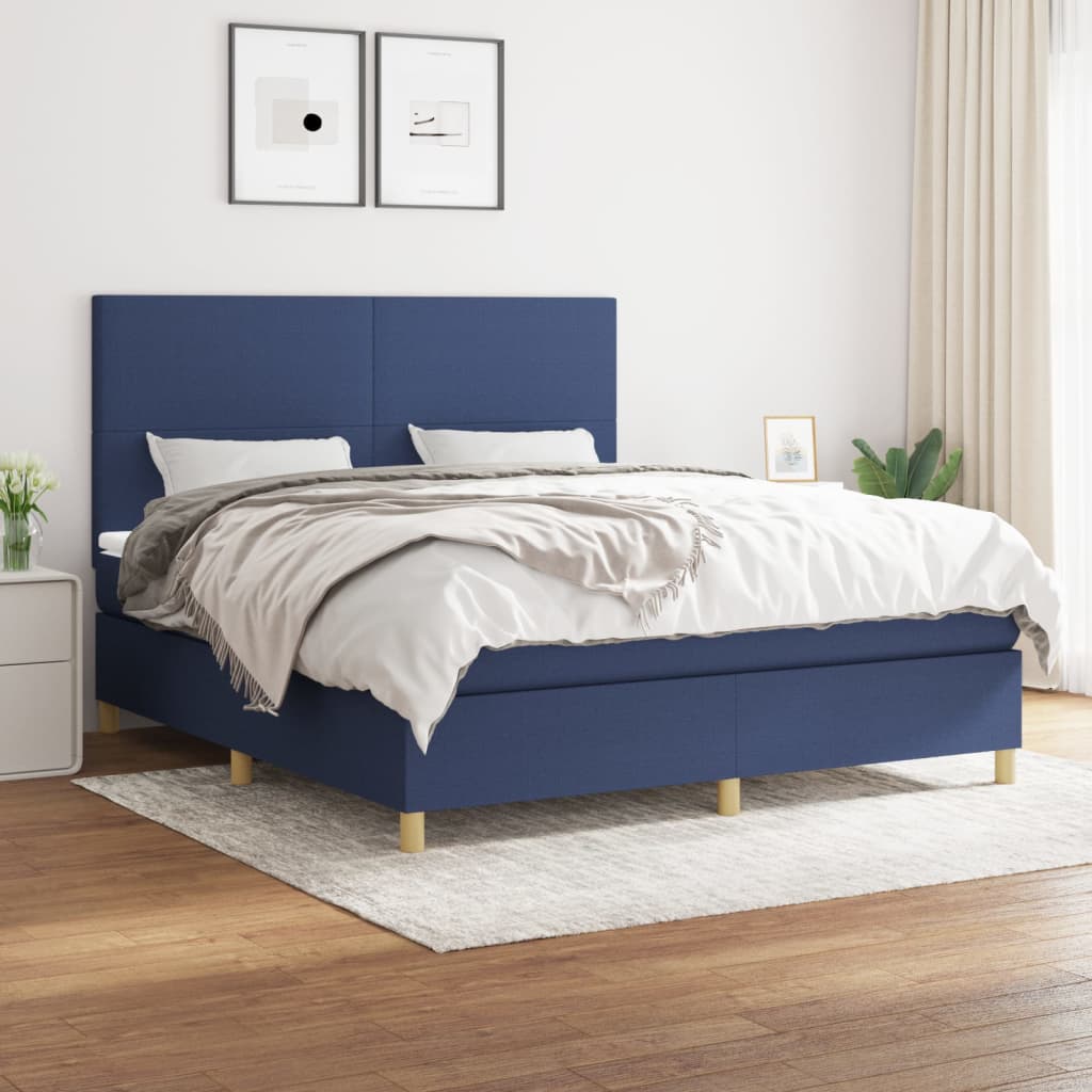 Sommier à lattes de lit avec matelas Bleu 180x200 cm Tissu - XIOS