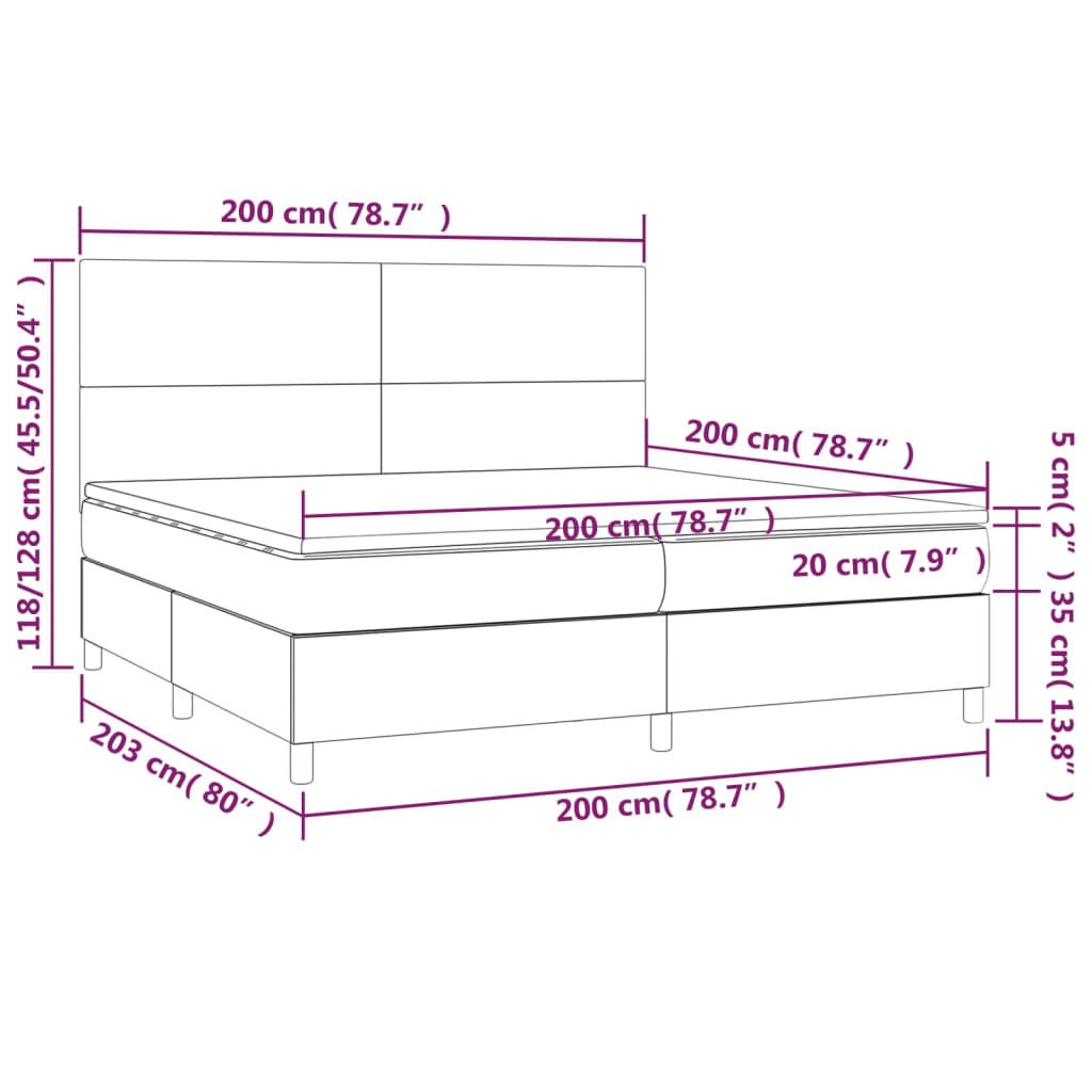 Sommier à lattes de lit avec matelas Taupe 200x200 cm Tissu - XIOS