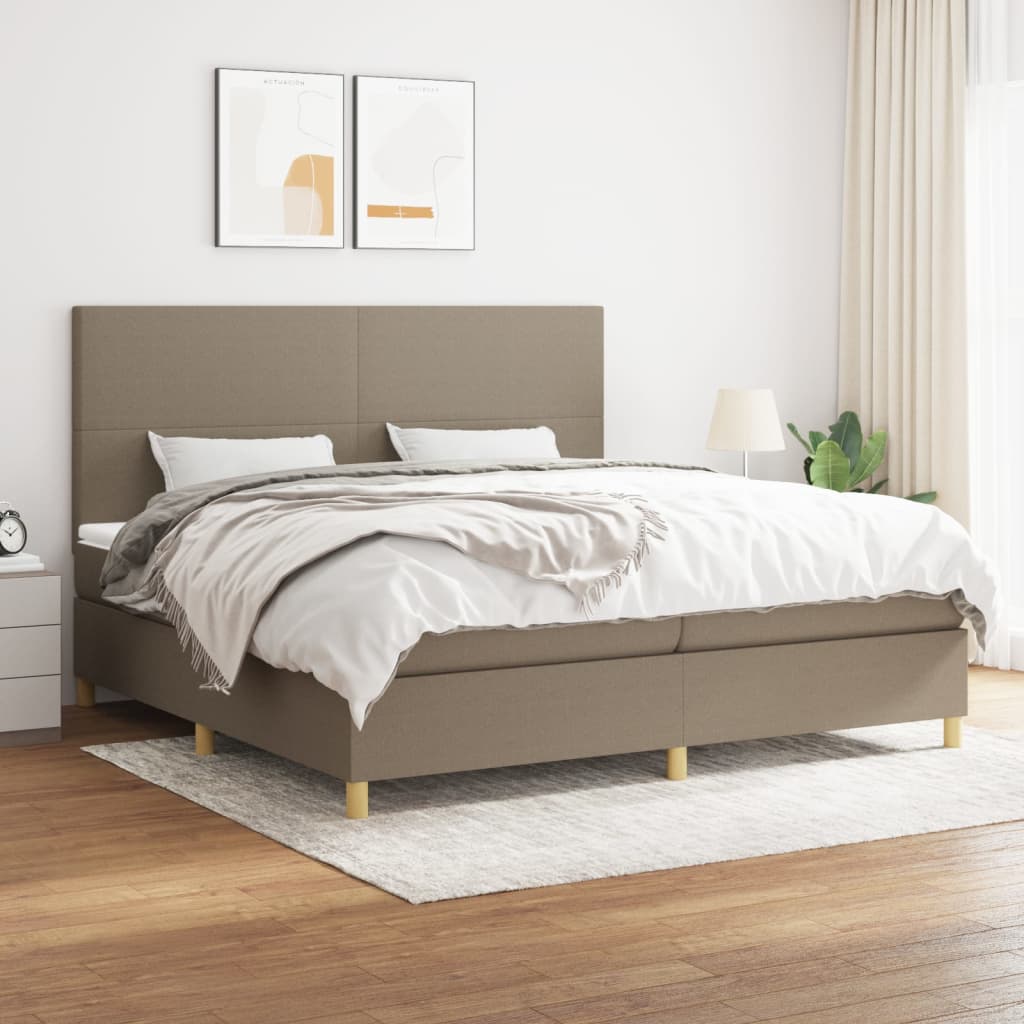 Sommier à lattes de lit avec matelas Taupe 200x200 cm Tissu - XIOS