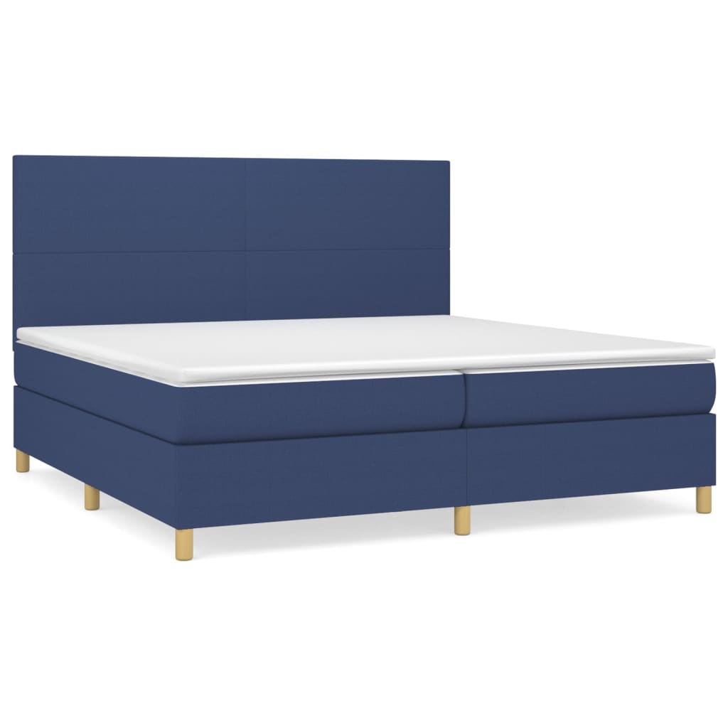 Sommier à lattes de lit avec matelas Bleu 200x200 cm Tissu - XIOS