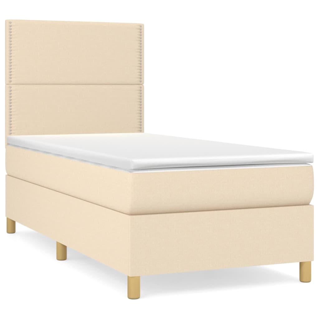 Sommier à lattes de lit et matelas Crème 90x190 cm Tissu - XIOS