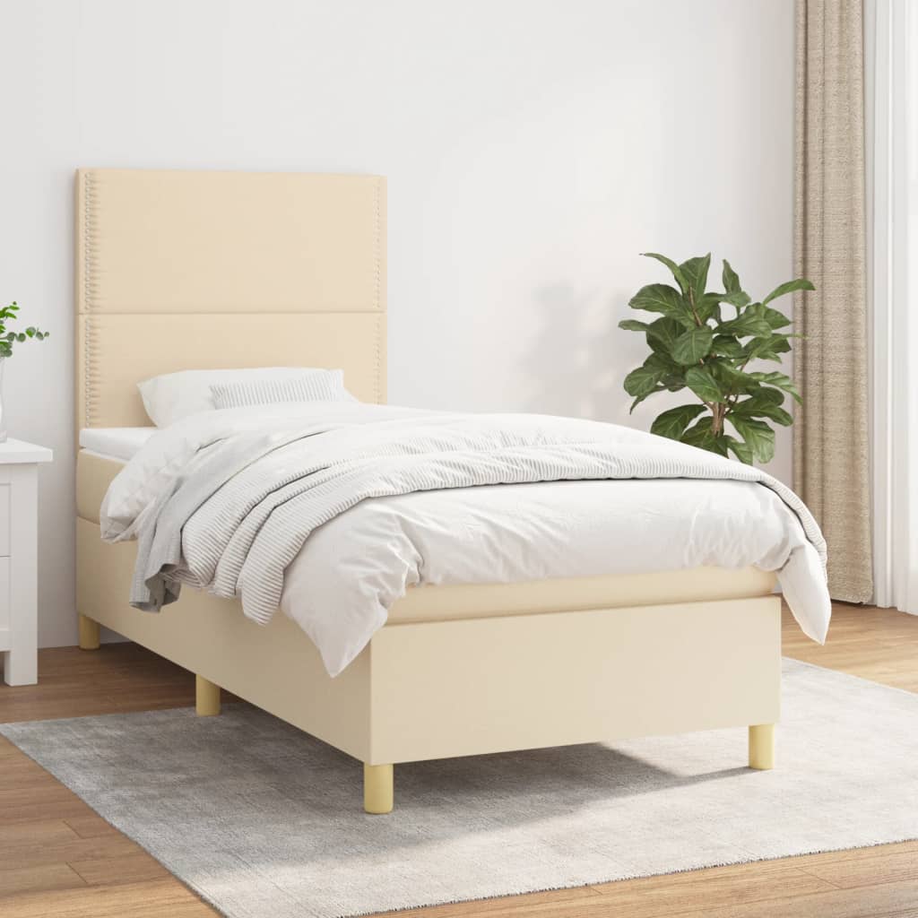 Sommier à lattes de lit et matelas Crème 90x190 cm Tissu - XIOS