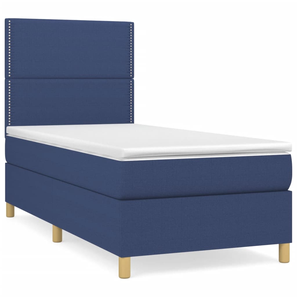 Sommier à lattes de lit avec matelas Bleu 90x190 cm Tissu - XIOS