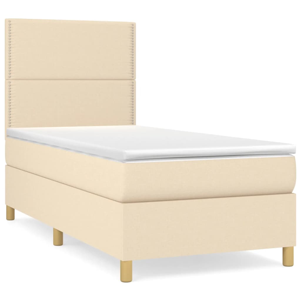 Sommier à lattes de lit avec matelas Crème 100x200 cm Tissu - XIOS