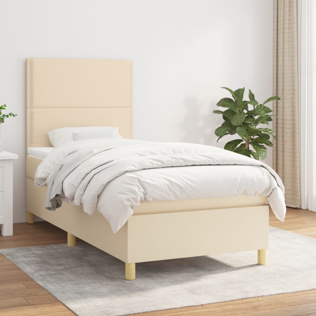 Sommier à lattes de lit avec matelas Crème 100x200 cm Tissu - XIOS