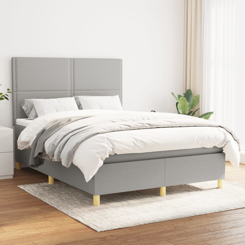 Sommier à lattes de lit avec matelas Gris clair 140x200cm Tissu - XIOS
