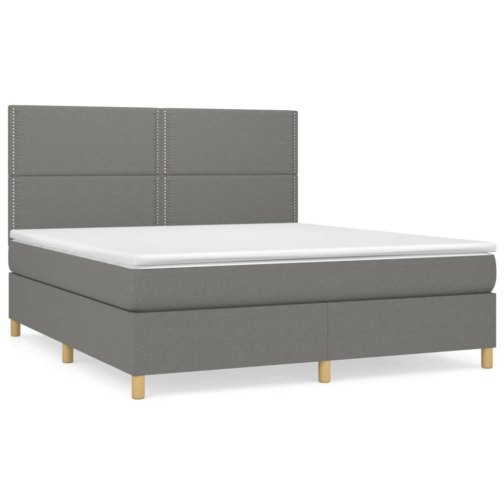 Sommier à lattes de lit avec matelas Gris foncé 160x200cm Tissu - XIOS