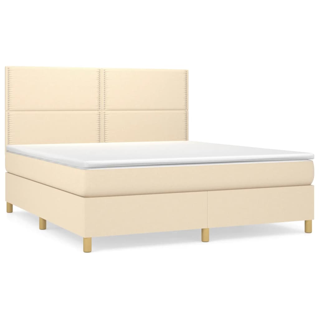 Sommier à lattes de lit avec matelas Crème 180x200 cm Tissu - XIOS