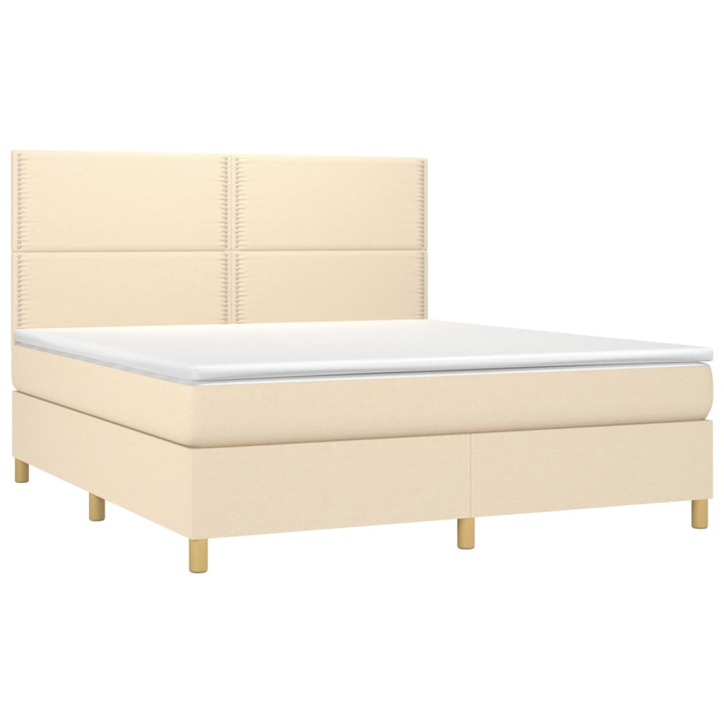 Sommier à lattes de lit avec matelas Crème 180x200 cm Tissu - XIOS