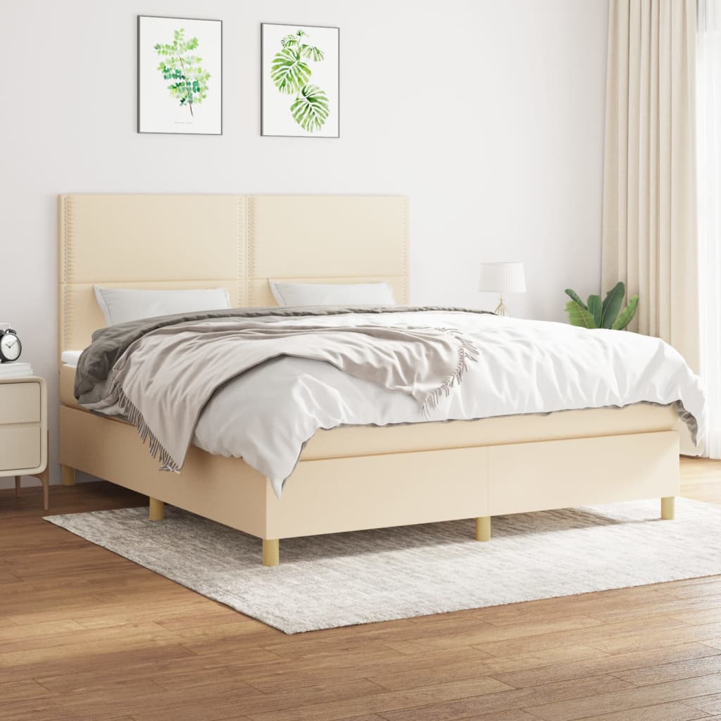 Sommier à lattes de lit avec matelas Crème 180x200 cm Tissu - XIOS