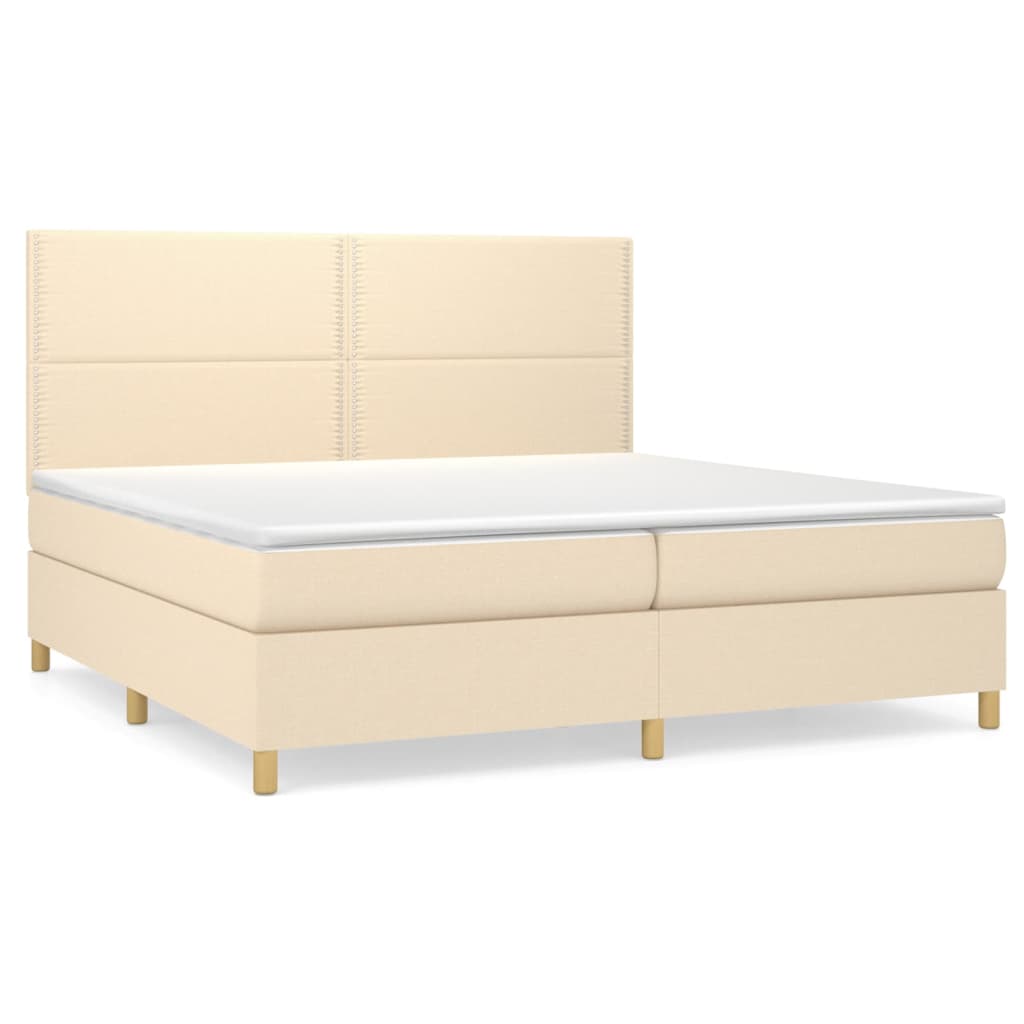 Sommier à lattes de lit avec matelas Crème 200x200 cm Tissu - XIOS
