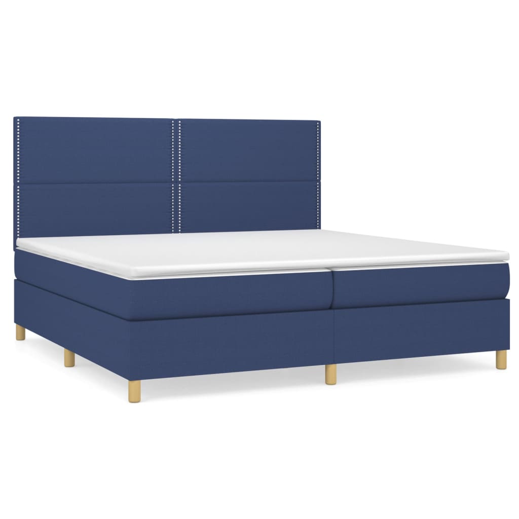 Sommier à lattes de lit avec matelas Bleu 200x200 cm Tissu - XIOS