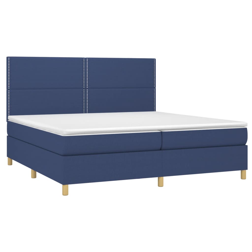 Sommier à lattes de lit avec matelas Bleu 200x200 cm Tissu - XIOS
