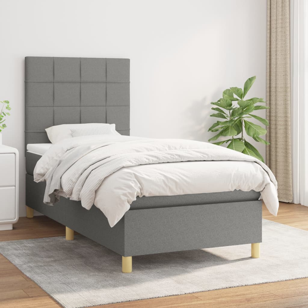 Sommier à lattes de lit avec matelas Gris foncé 80x200 cm Tissu - XIOS