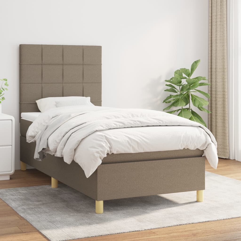 Sommier à lattes de lit avec matelas Taupe 90x190 cm Tissu - XIOS