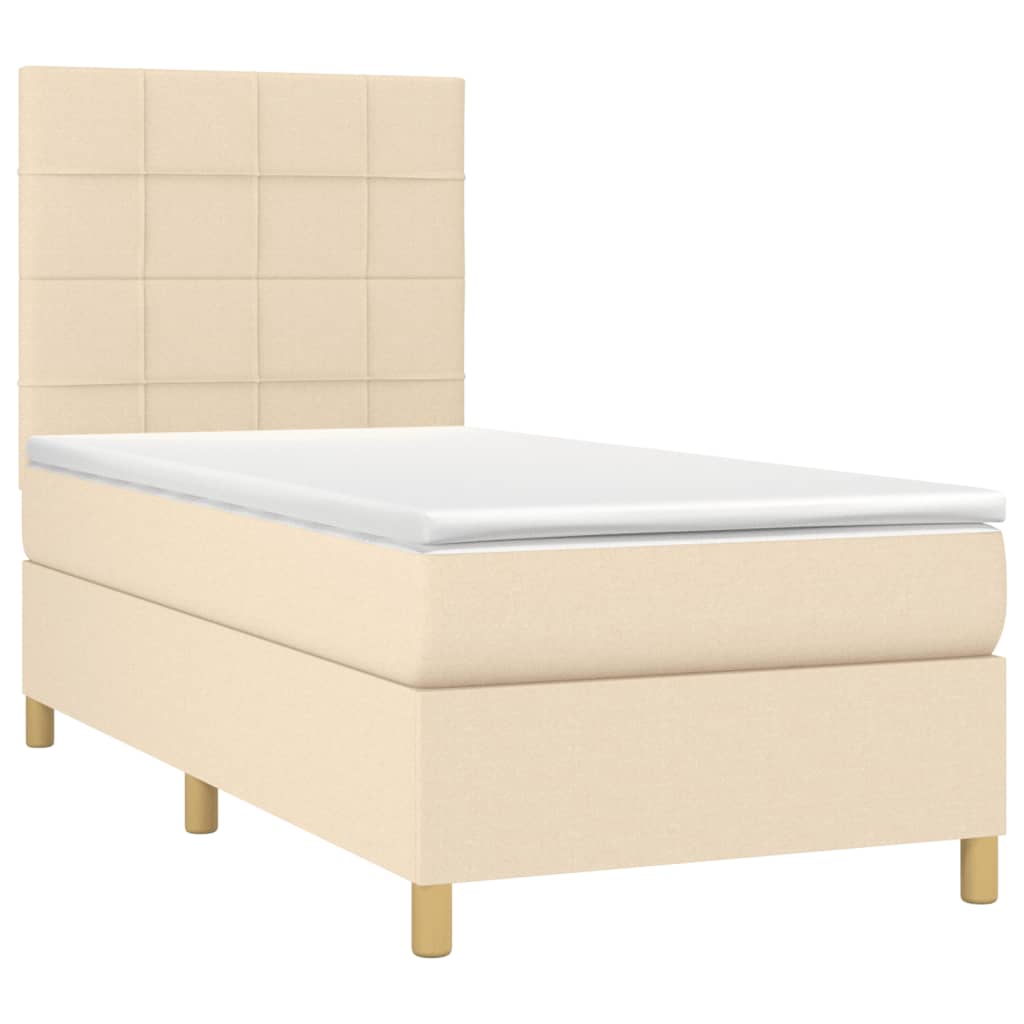 Sommier à lattes de lit et matelas Crème 90x190 cm Tissu - XIOS