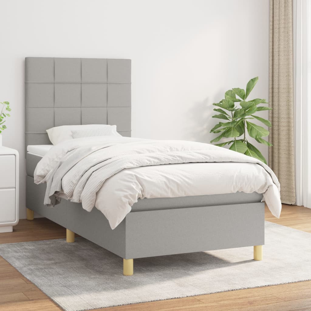 Sommier à lattes de lit avec matelas Gris clair 100x200cm Tissu - XIOS