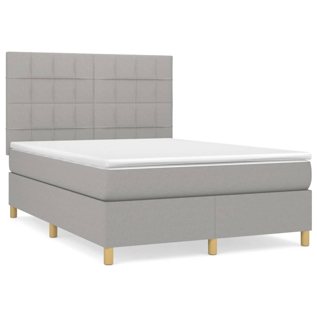 Sommier à lattes de lit avec matelas Gris clair 140x190cm Tissu - XIOS