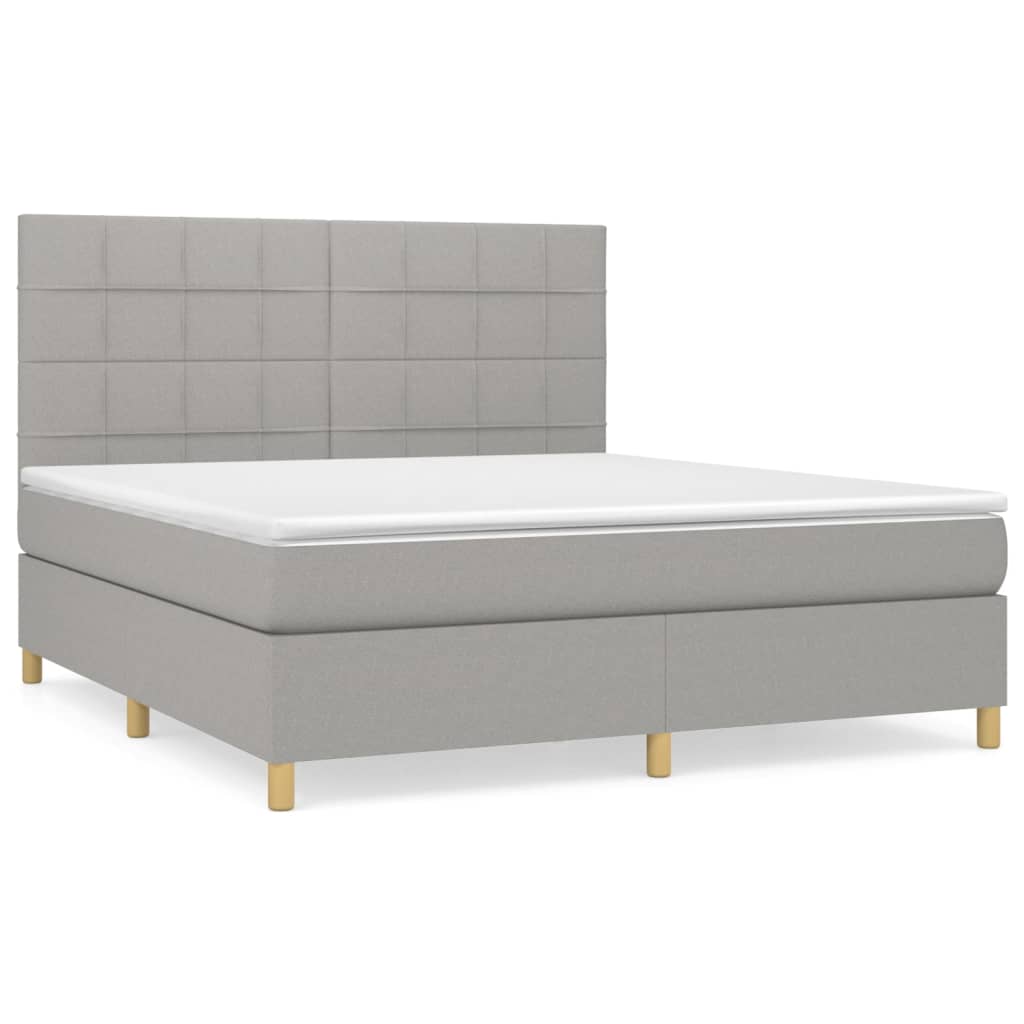 Sommier à lattes de lit avec matelas Gris clair 160x200cm Tissu - XIOS