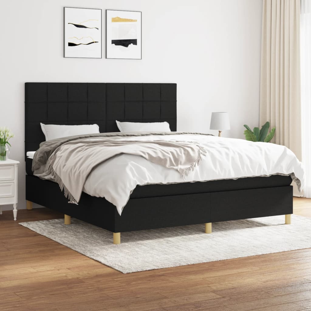 Sommier à lattes de lit avec matelas Noir 160x200 cm Tissu - XIOS