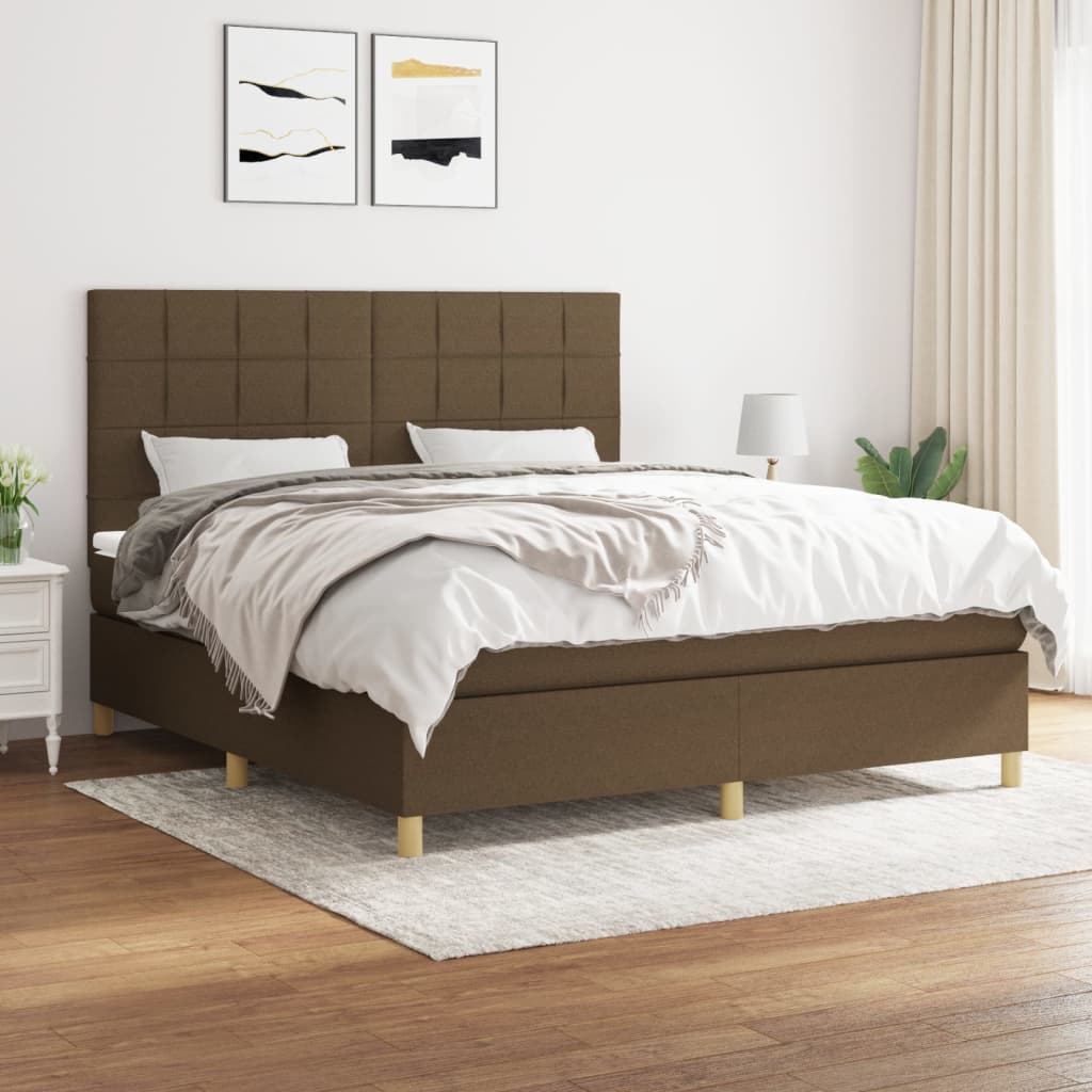 Sommier à lattes de lit avec matelas Marron foncé 160x200 cm