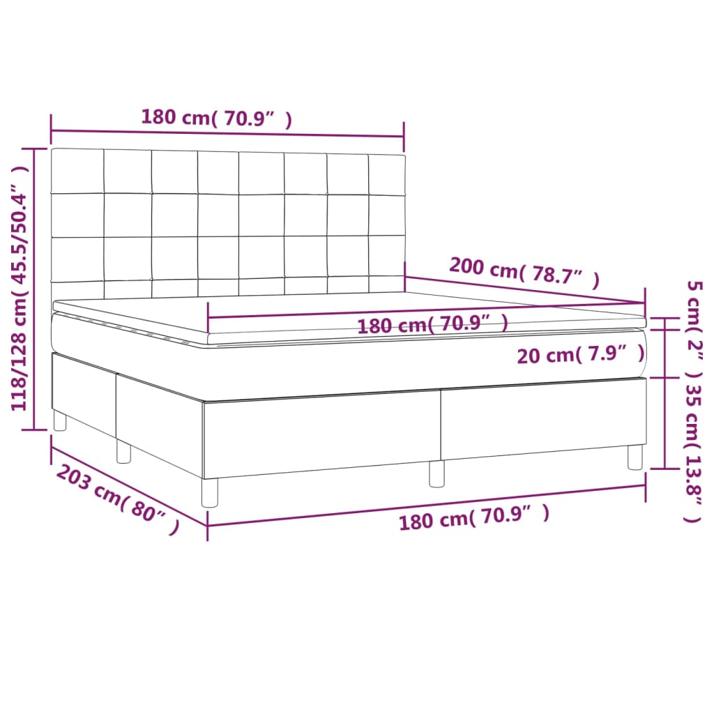 Sommier à lattes de lit avec matelas Gris foncé 180x200cm Tissu - XIOS
