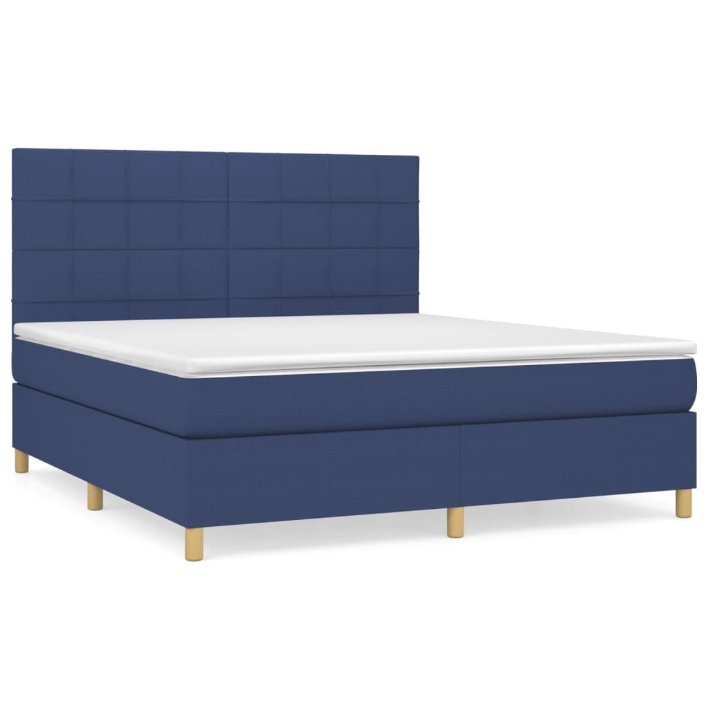 Sommier à lattes de lit avec matelas Bleu 180x200 cm Tissu - XIOS