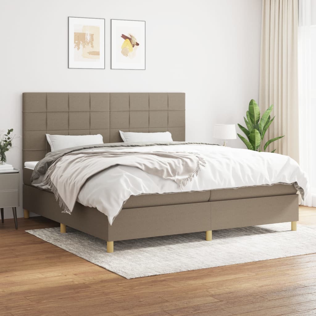 Sommier à lattes de lit avec matelas Taupe 200x200 cm Tissu - XIOS
