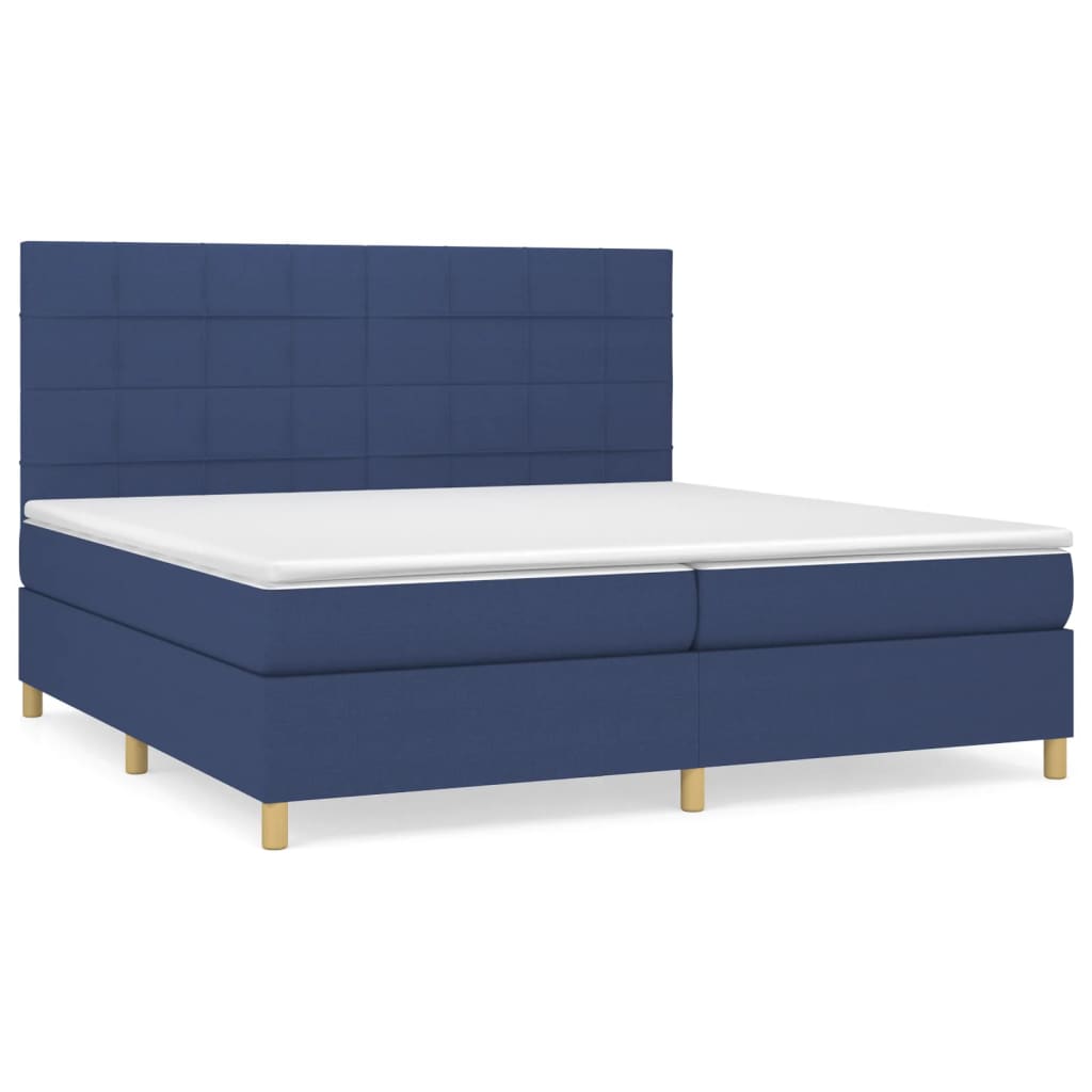 Sommier à lattes de lit avec matelas Bleu 200x200 cm Tissu - XIOS