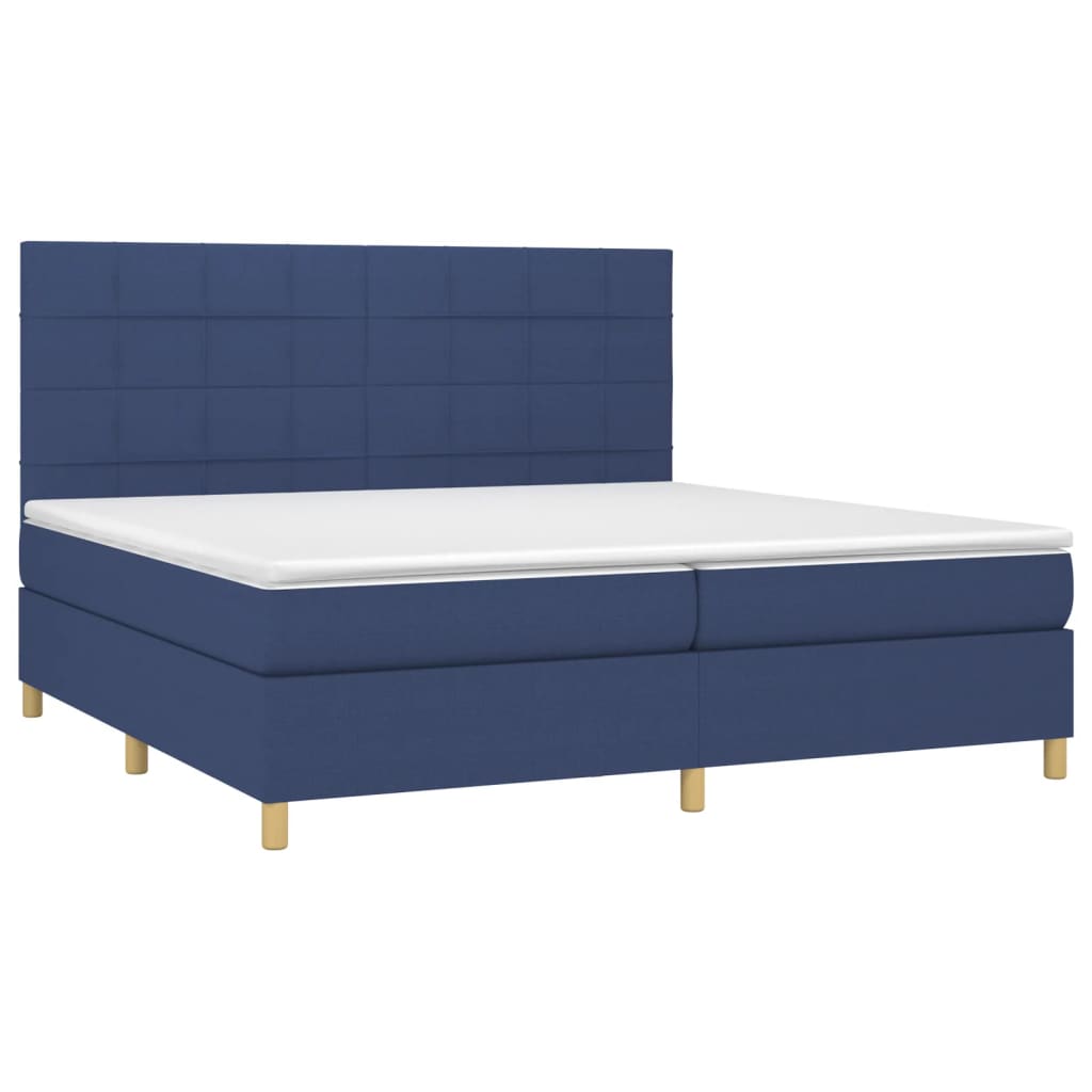 Sommier à lattes de lit avec matelas Bleu 200x200 cm Tissu - XIOS