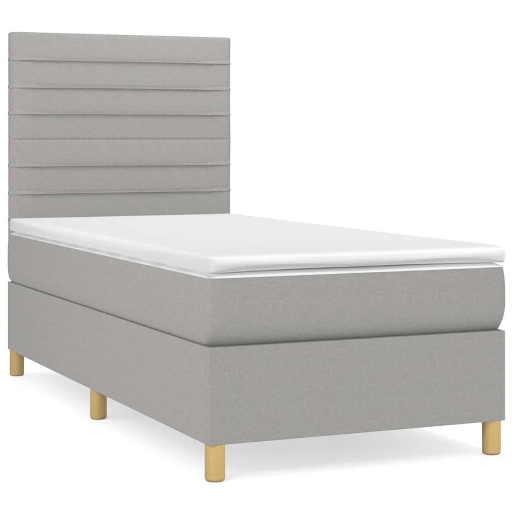 Sommier à lattes de lit et matelas Gris clair 90x190 cm Tissu - XIOS