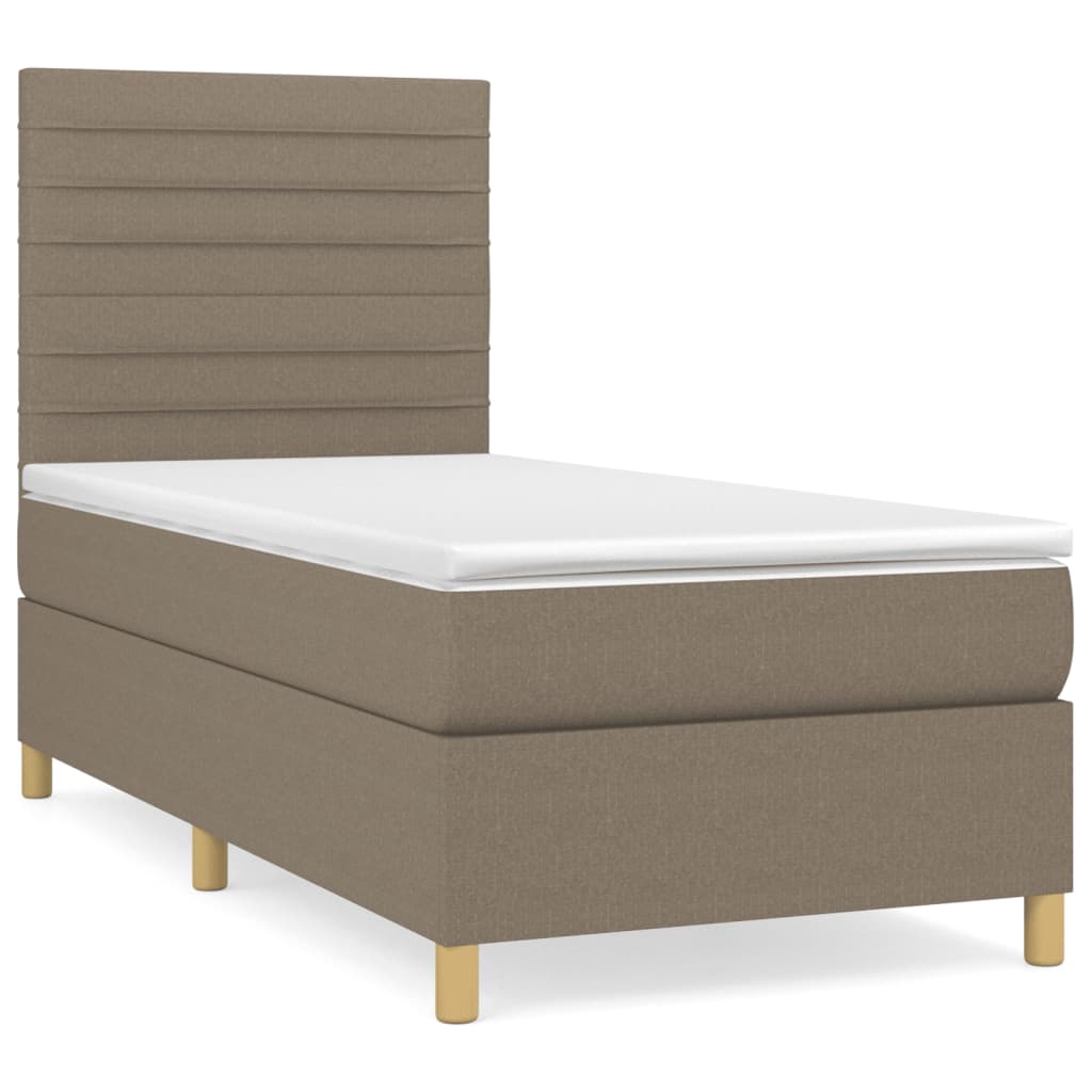 Sommier à lattes de lit avec matelas Taupe 90x190 cm Tissu - XIOS