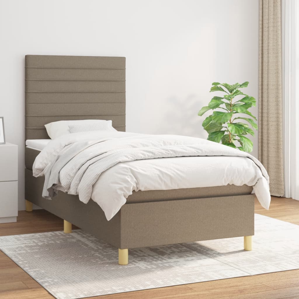 Sommier à lattes de lit avec matelas Taupe 90x190 cm Tissu - XIOS