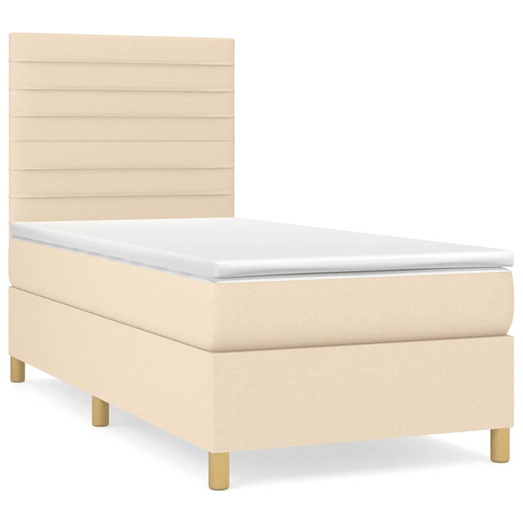 Sommier à lattes de lit et matelas Crème 90x190 cm Tissu - XIOS