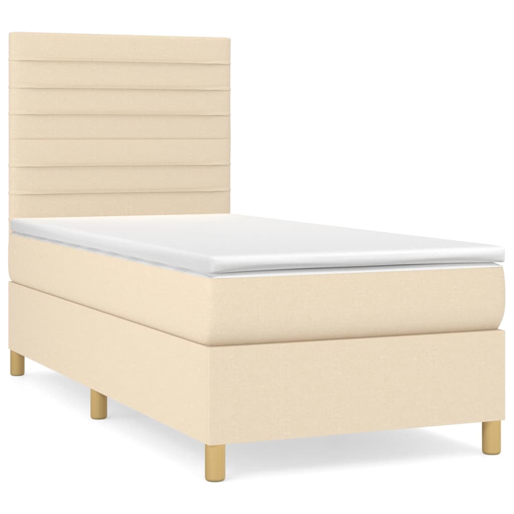 Sommier à lattes de lit avec matelas Crème 90x200 cm Tissu - XIOS