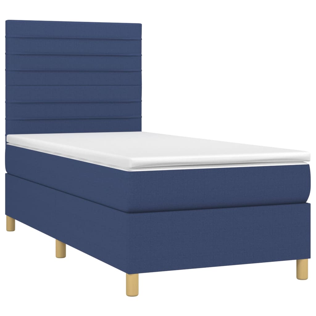 Sommier à lattes de lit avec matelas Bleu 100x200 cm Tissu - XIOS