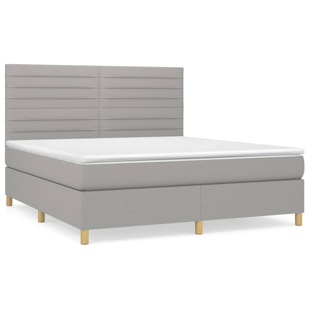 Sommier à lattes de lit avec matelas Gris clair 160x200cm Tissu - XIOS