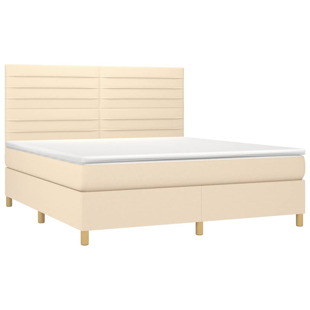 Sommier à lattes de lit avec matelas Crème 160x200 cm Tissu - XIOS