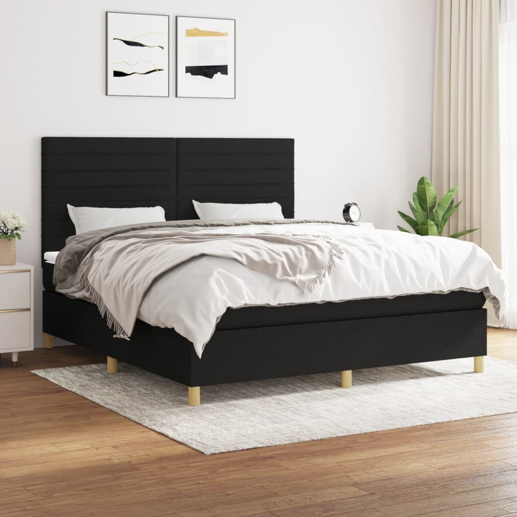 Sommier à lattes de lit avec matelas Noir 180x200 cm Tissu - XIOS