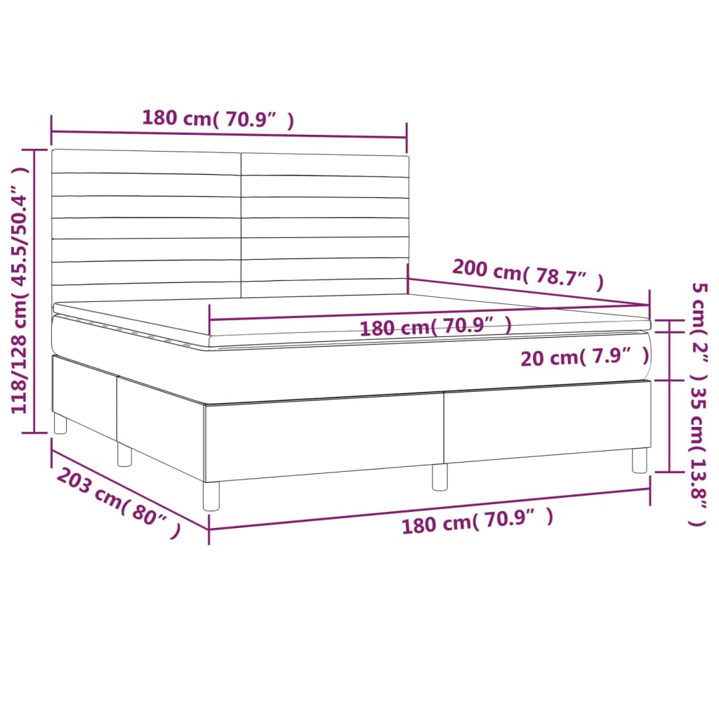 Sommier à lattes de lit avec matelas Crème 180x200 cm Tissu - XIOS