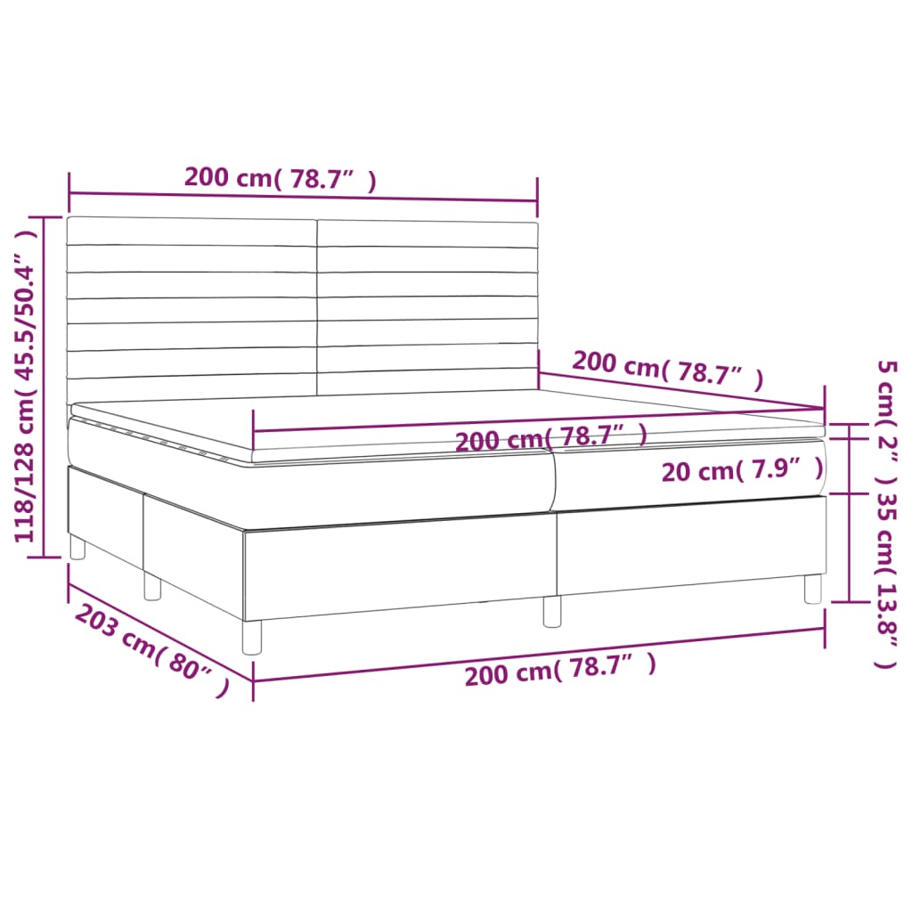 Sommier à lattes de lit avec matelas Gris clair 200x200cm Tissu - XIOS