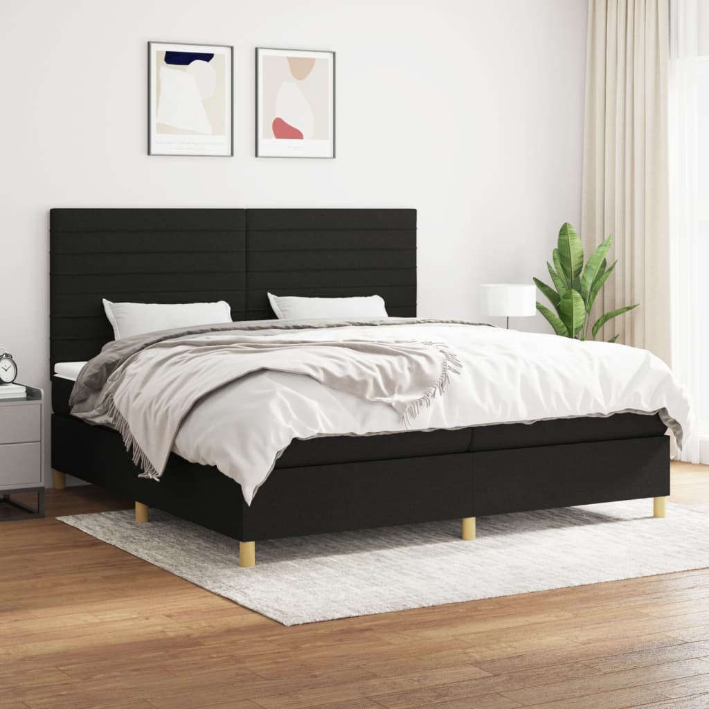Sommier à lattes de lit avec matelas Noir 200x200 cm Tissu - XIOS