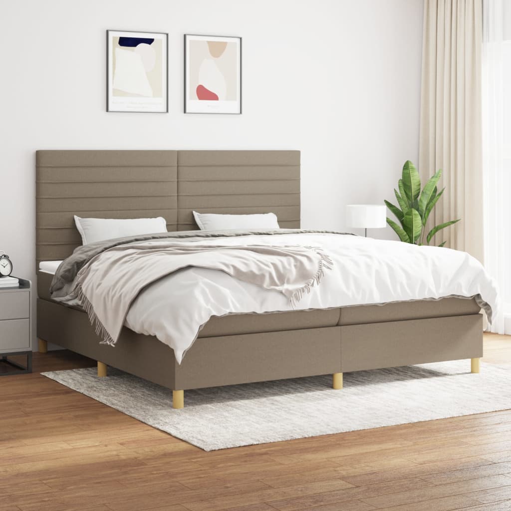 Sommier à lattes de lit avec matelas Taupe 200x200 cm Tissu - XIOS