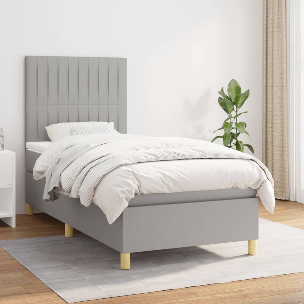 Sommier à lattes de lit avec matelas Gris clair 90x200 cm Tissu - XIOS