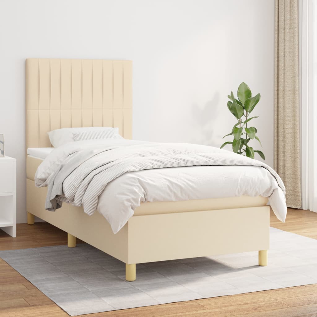 Sommier à lattes de lit avec matelas Crème 100x200 cm Tissu - XIOS