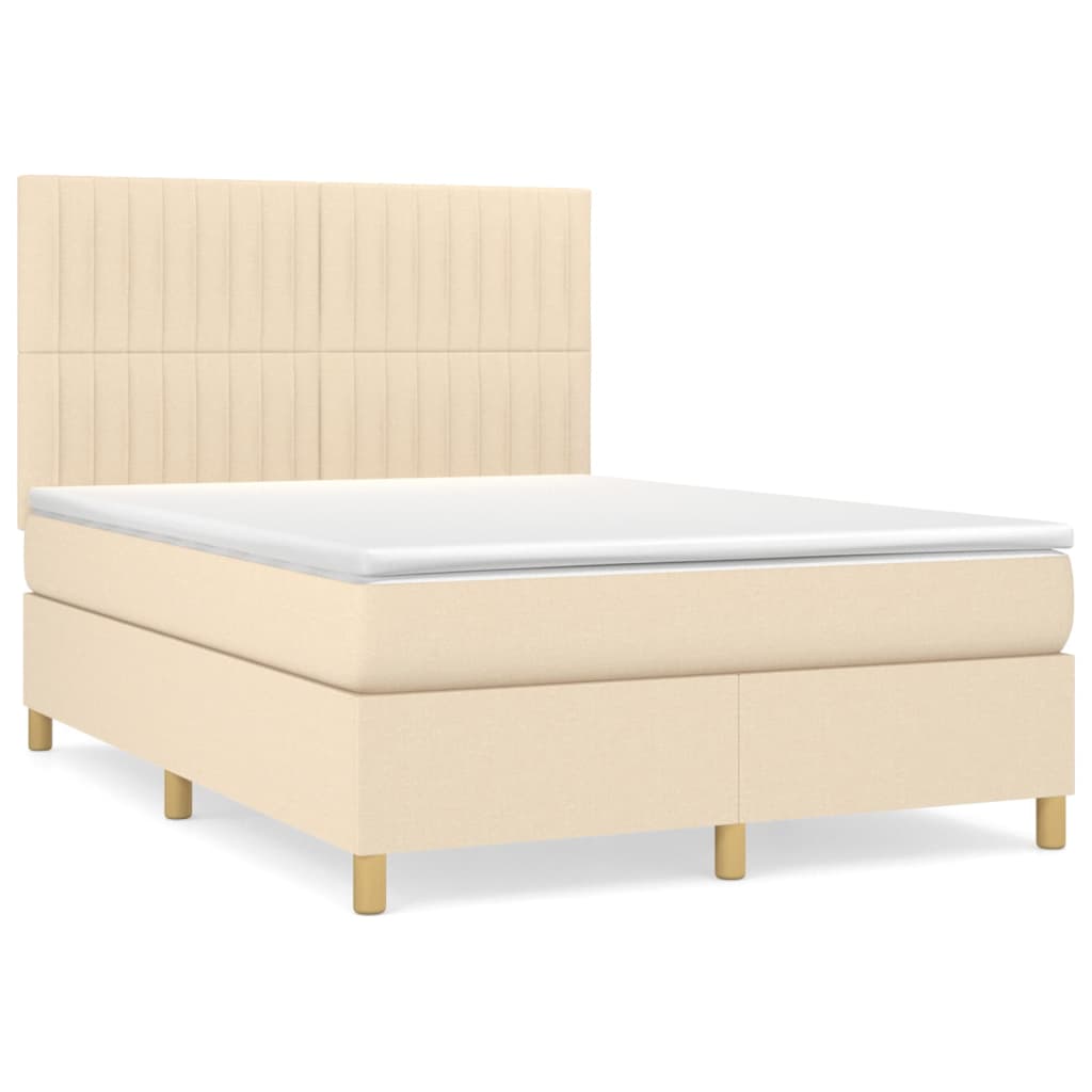 Sommier à lattes de lit avec matelas Crème 140x190 cm Tissu - XIOS